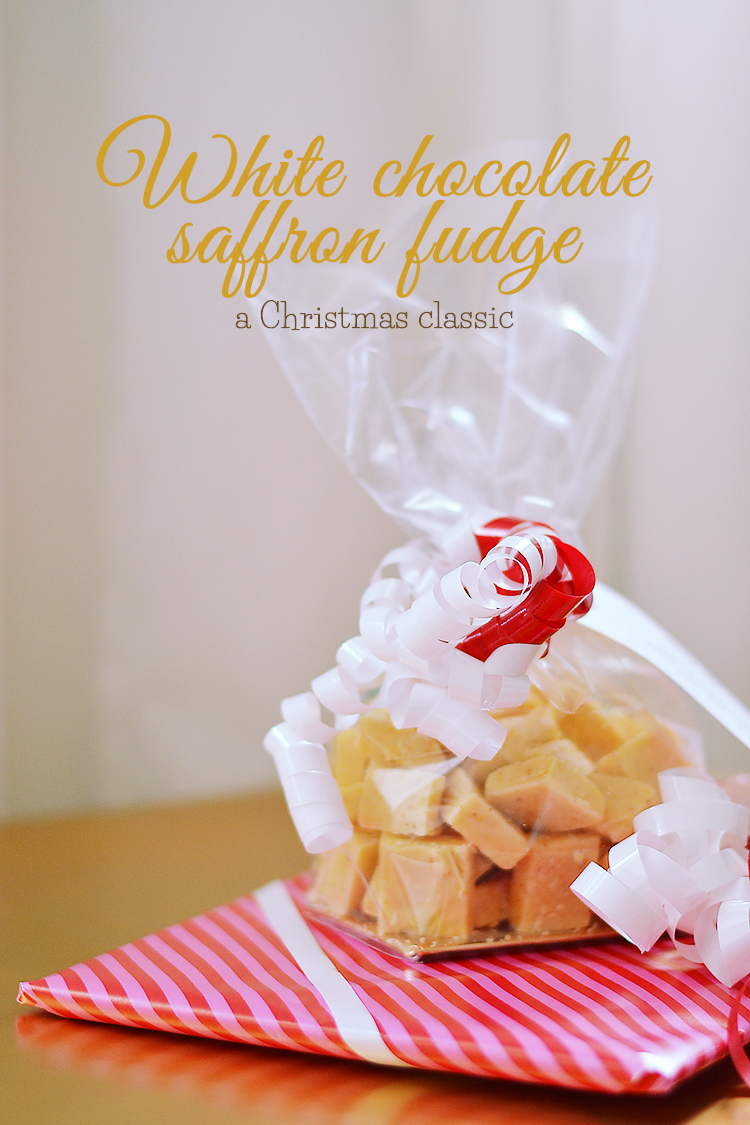 White Chocolate Saffron Fudge via bananabloom.com