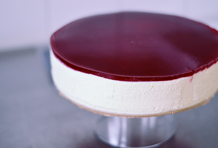White Chocolate Mousse Cake with passion fruit & raspberry // via bananabloom.com