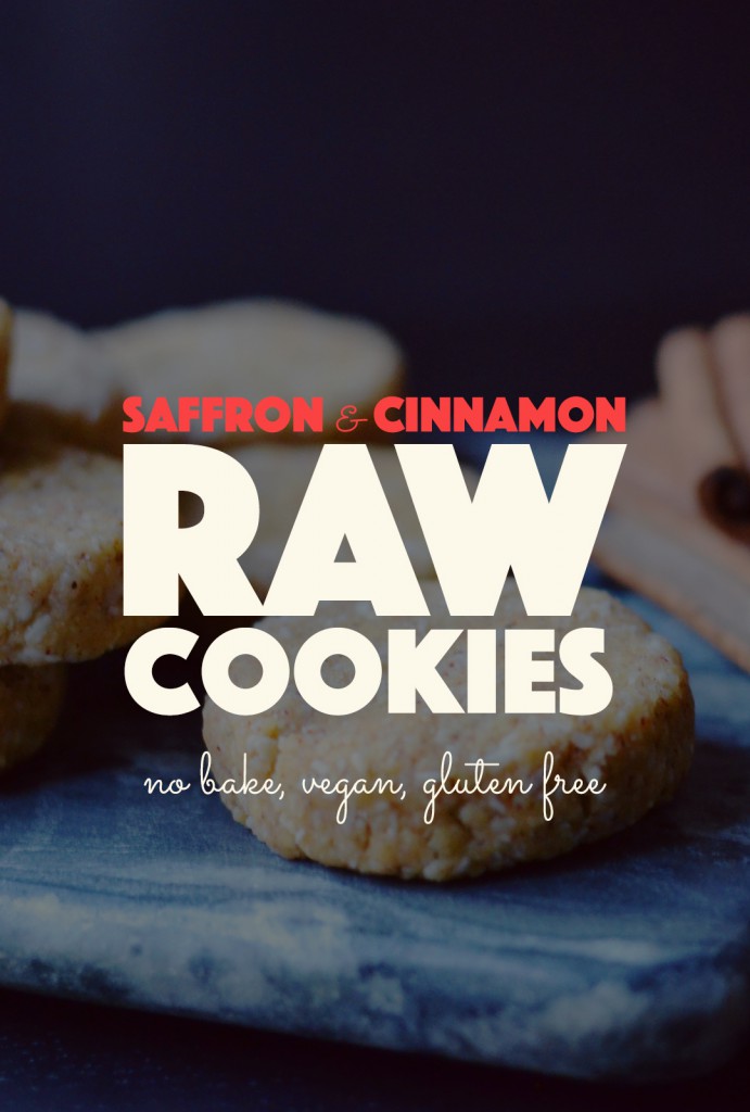 Raw Saffron Cinnamon Cookies | http://BananaBloom.com #saffron #rawfood #rawcookies #rawbaking
