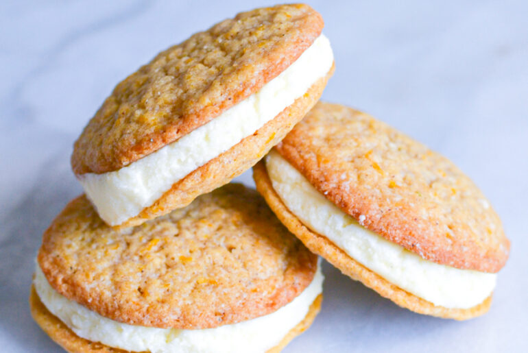 Vegan Carrot Cake Cookie Sandwiches